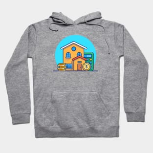 House, Calculator And Coin Cartoon Hoodie